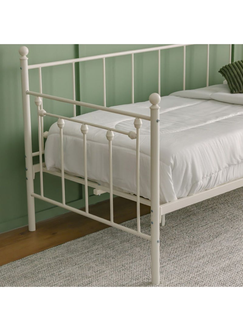 DANUBE HOME Bella Arrow 90x200 Metal Day Bed Without Mattress | Convertible Sleeping Sofabed | Comfortable Living Room Furniture L209xW96.8xH100cm - White  - Image 3