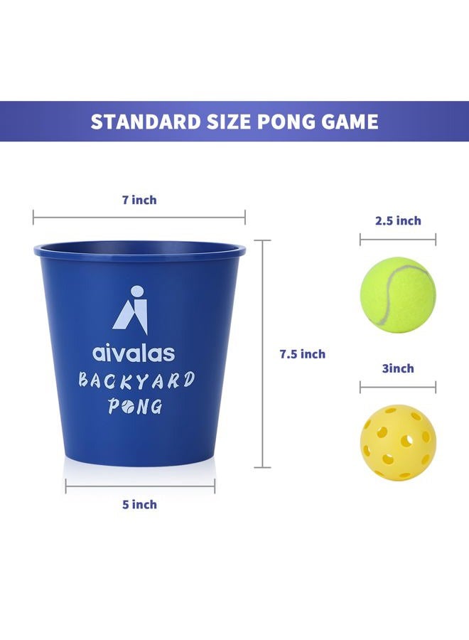 Aivalas Giant Yard Pong Outdoor Games, Yard Games Set Including 12 Buckets, 4 Balls and a Carry Bag for Beach, Camping, Lawn and Backyard (Blue/Red) - Image 2