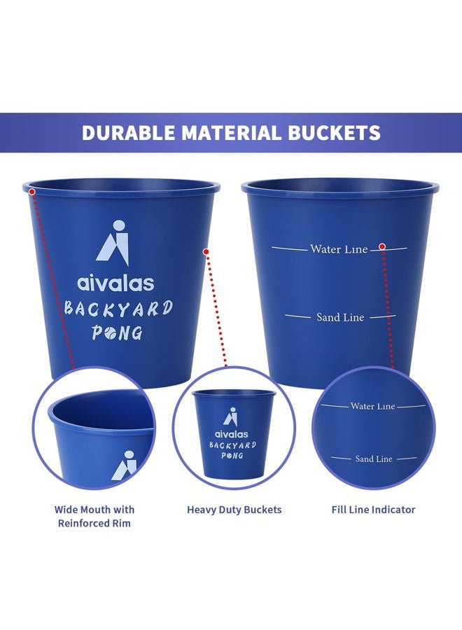 Aivalas Giant Yard Pong Outdoor Games, Yard Games Set Including 12 Buckets, 4 Balls and a Carry Bag for Beach, Camping, Lawn and Backyard (Blue/Red) - Image 3