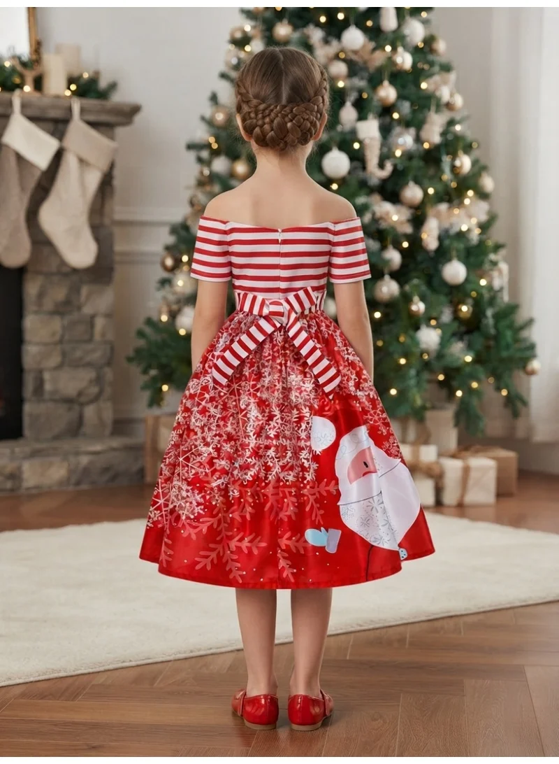 D'daniela Christmas Red Printed Santa Dress