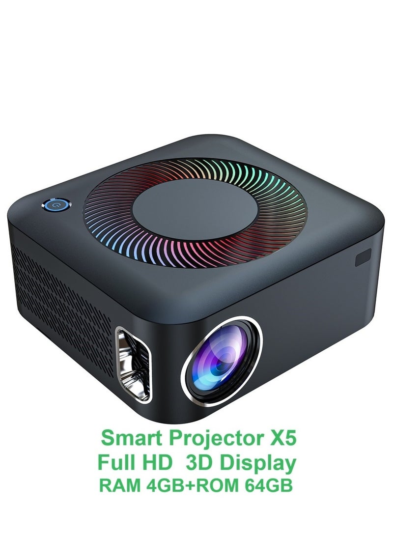 general Smart Projector X5 Full HD Portable Projector 1080P 4K HDR10+Technology / 3D Display / 400Ansi / Unique Speaker Cavities / Multiple Compatible Interfaces HD: Game Machine, TV Box, Laptop; USB: Mouse, Keyboard, U-disk; Earphone: Earphone, Audio Device, Speaker; Ethernet: Network Cable / RAM 4GB+ROM 64GB - Image 1
