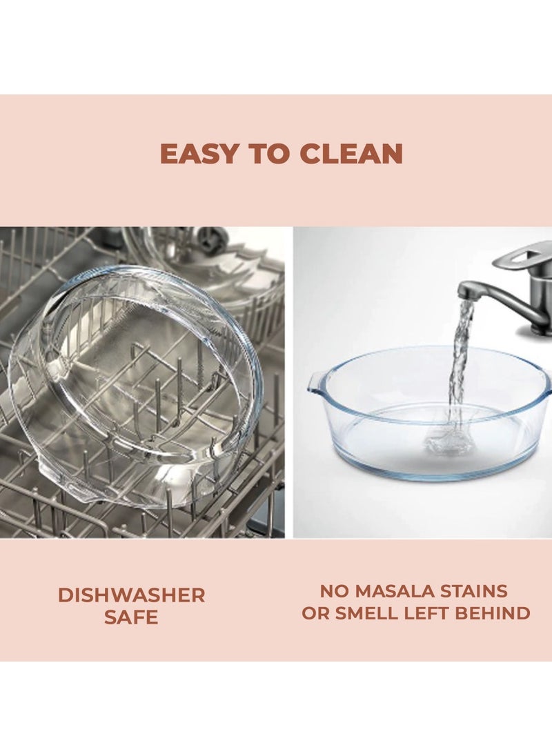 Glass Pie Plate with Handles 800ML Baking Dish, Clear Glass Serving Plate for Snacks, Salads, Desserts Deep Glass Pie Pan