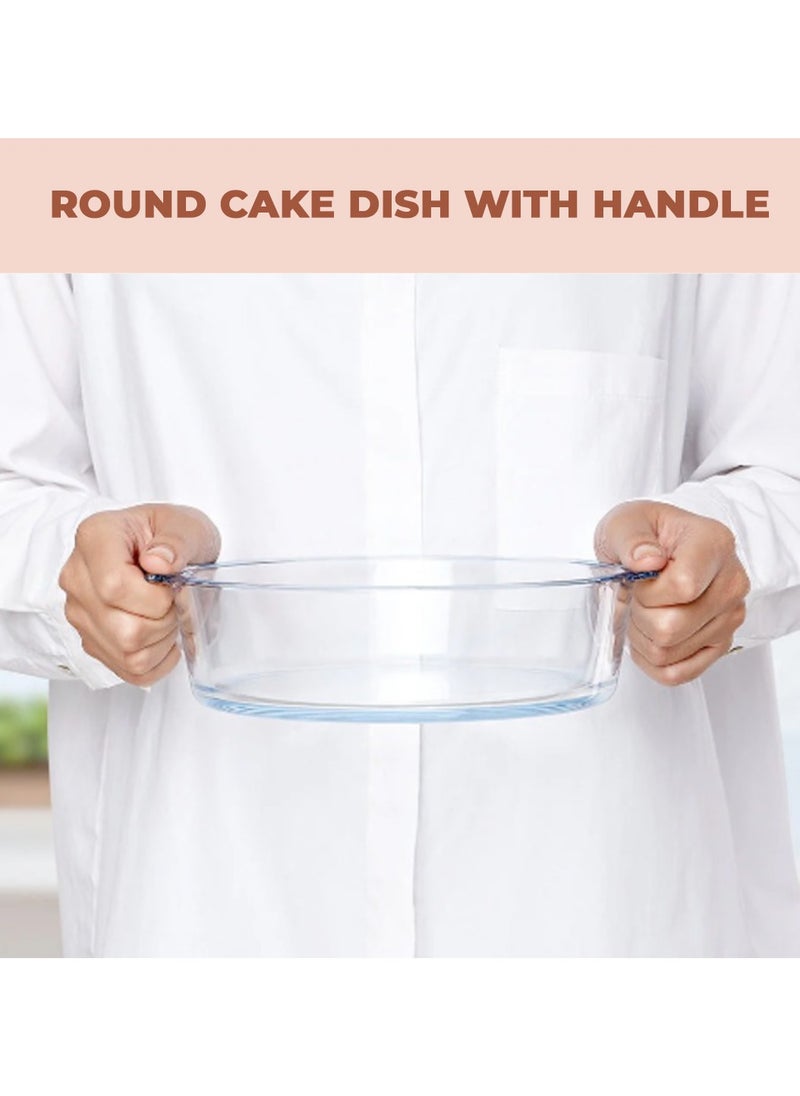 Glass Pie Plate with Handles 800ML Baking Dish, Clear Glass Serving Plate for Snacks, Salads, Desserts Deep Glass Pie Pan