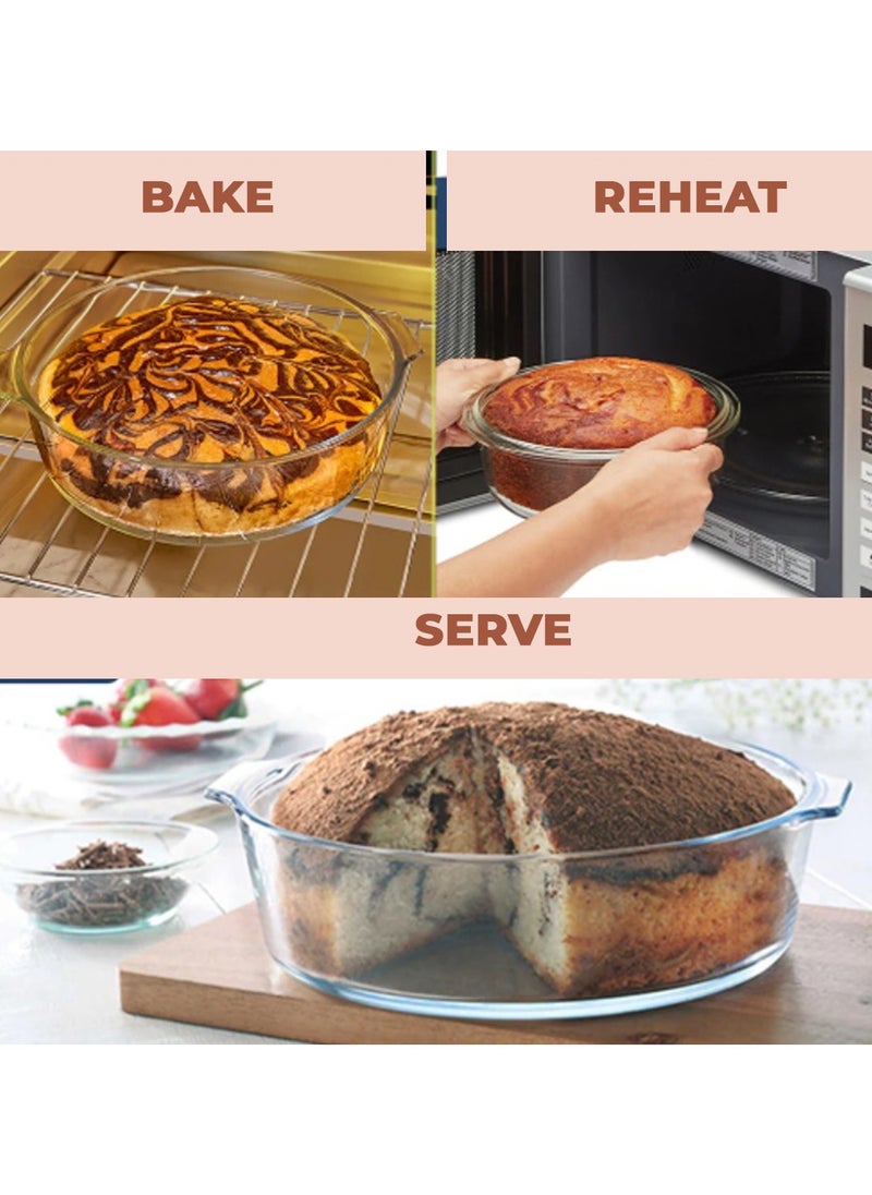 Glass Pie Plate with Handles 800ML Baking Dish, Clear Glass Serving Plate for Snacks, Salads, Desserts Deep Glass Pie Pan