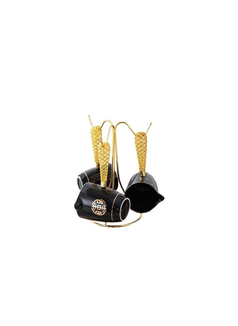 ماربل - طقم كنك بورسلين  3 قطعة مع حامل - أسود COP603212BLACK - Image 1