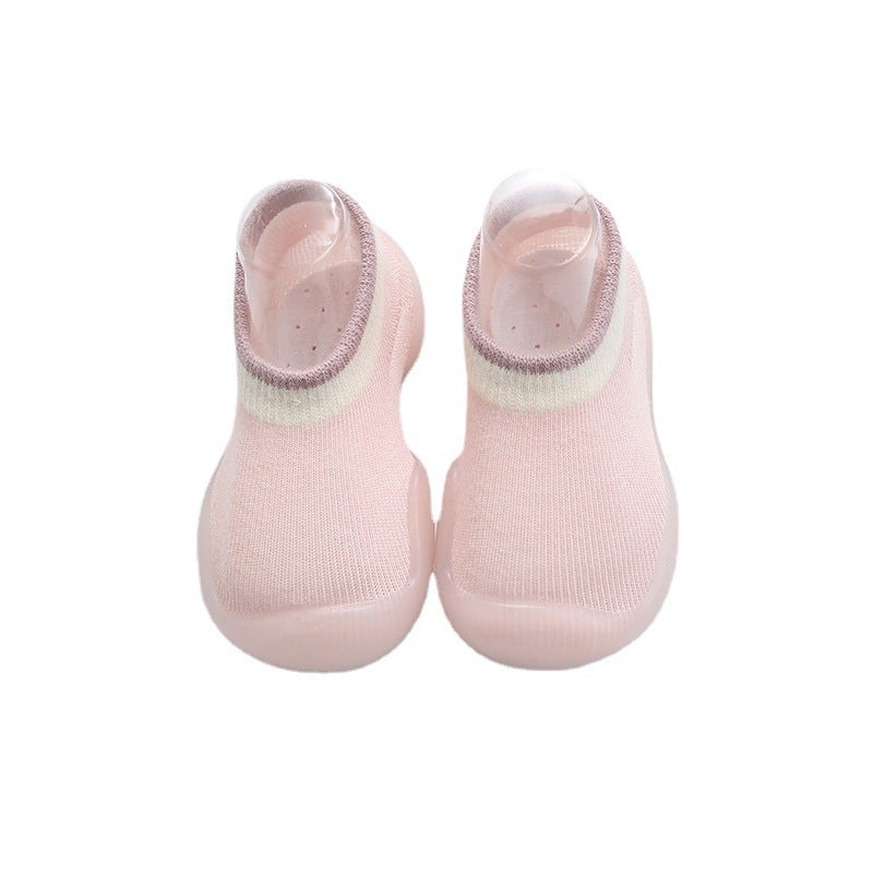Ins hot style summer color matching hollow anti-slip socks toddler shoes cute wind soft bottom shoes breathable children's socks shoes Pink 20/21（12.5cm） - Image 1