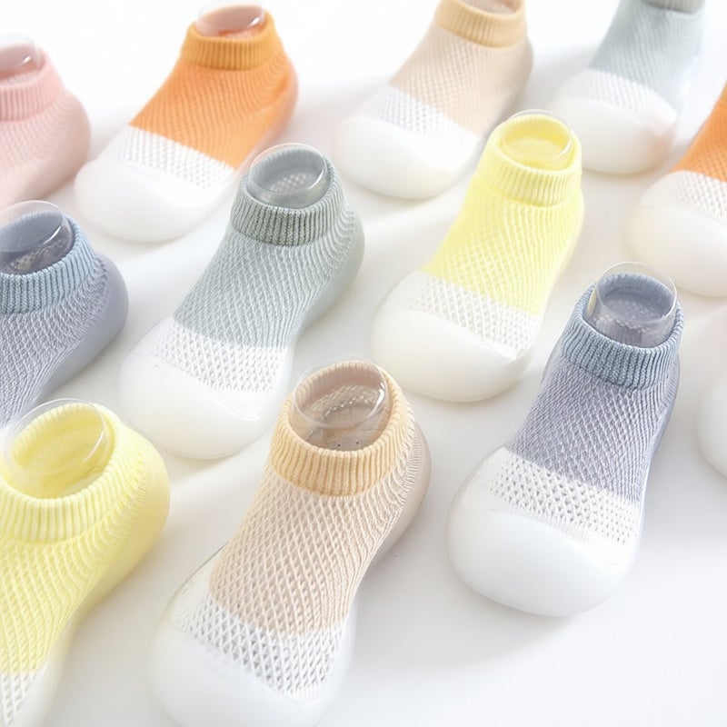 Ins hot style summer color matching hollow anti-slip socks toddler shoes cute wind soft bottom shoes breathable children's socks shoes Pink 20/21（12.5cm） - Image 5