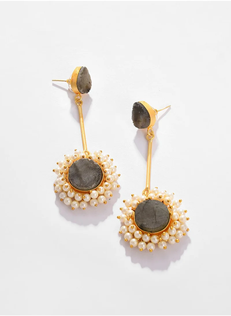 SOHI Grey Pearls Drop Earrings