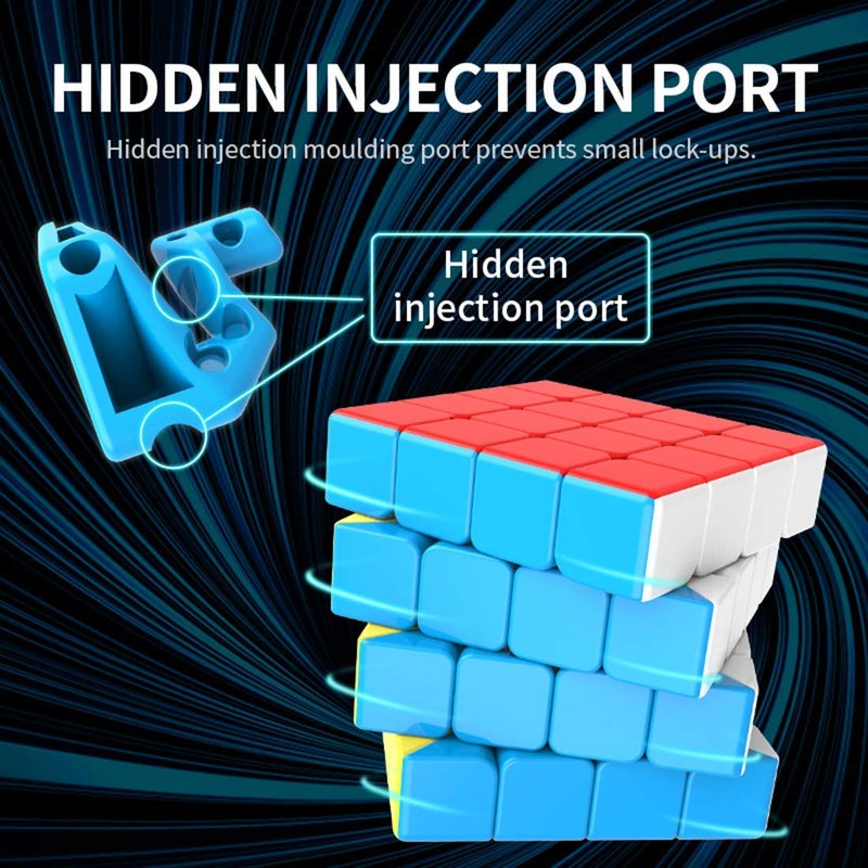 D ETERNAL مكعب 4x4 بدون ملصقات | مكعب سرعة للمبتدئين للأطفال والبالغين مع حامل مكعب وحقيبة واقية مجموعة مكعبات (4x4+حامل+حقيبة) - Image 5