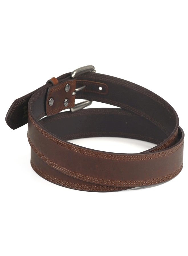 ARIAT Men's Copper Full-Grain Leather Belt with Silver Buckle, 38 - Image 5