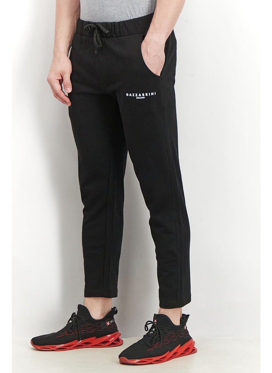 Gazzarrini - Men Regular Fit Drawstring Printed Pants, Black - Image 1