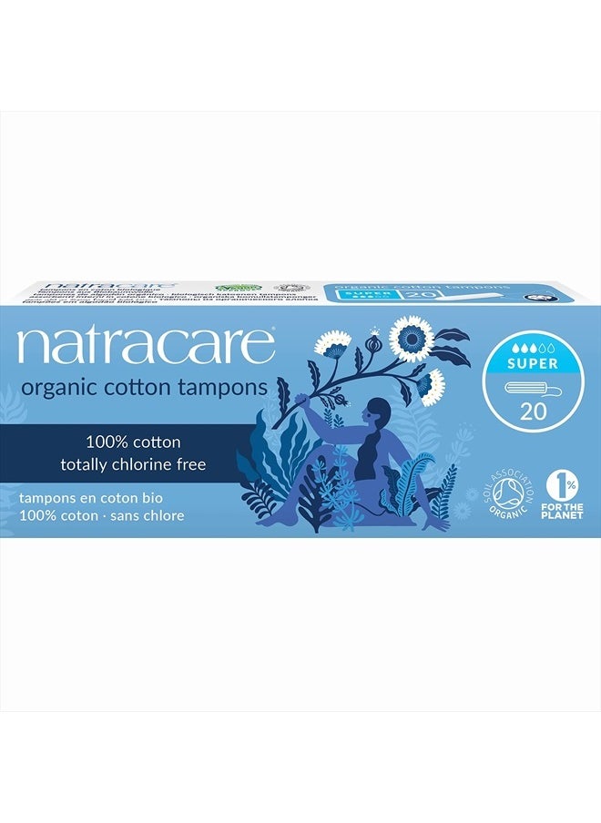 NATRACARE Natracare Non-Applicator 100% Organic Cotton Tampons, Super, Totally Chlorine Free, Biodegradable and Compostable (1 Pack, 20 Tampons Total)  - Image 1