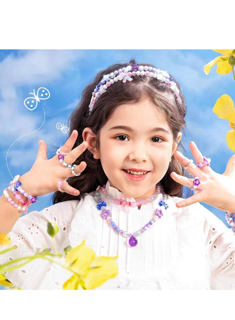 SOLARAE 6 PCS Bracelet Making Kit Friendship DIY Glitter Pink Summer Kids Unique Charm with Jewelry Box 2 Necklaces 2 Rings, Gift Tween Girl Party Favors Supplies - Image 4