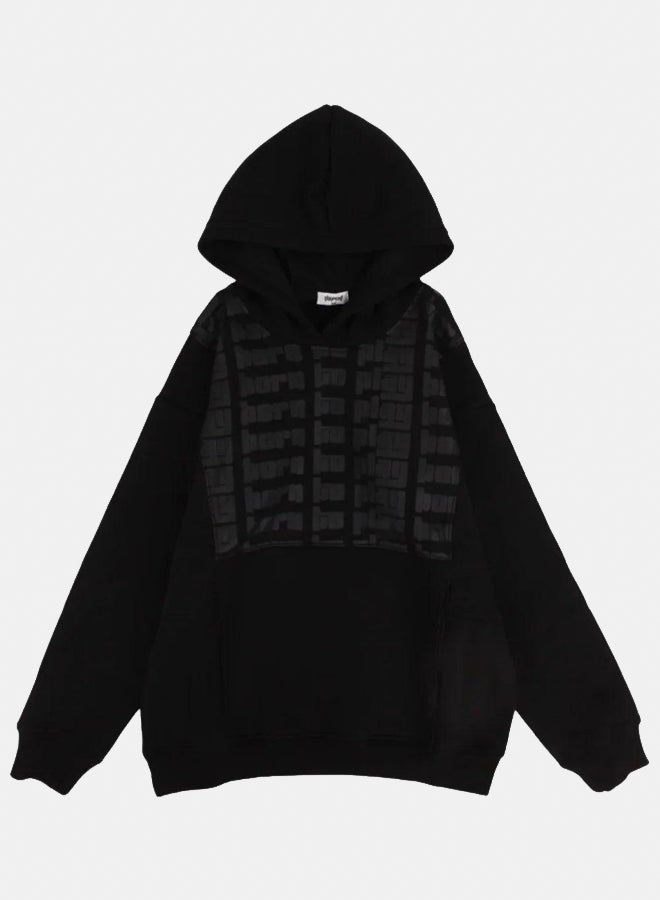 بلاي مور هودي أسود مطبوع بأكمام طويلة للشباب – للاطفال - Image 1