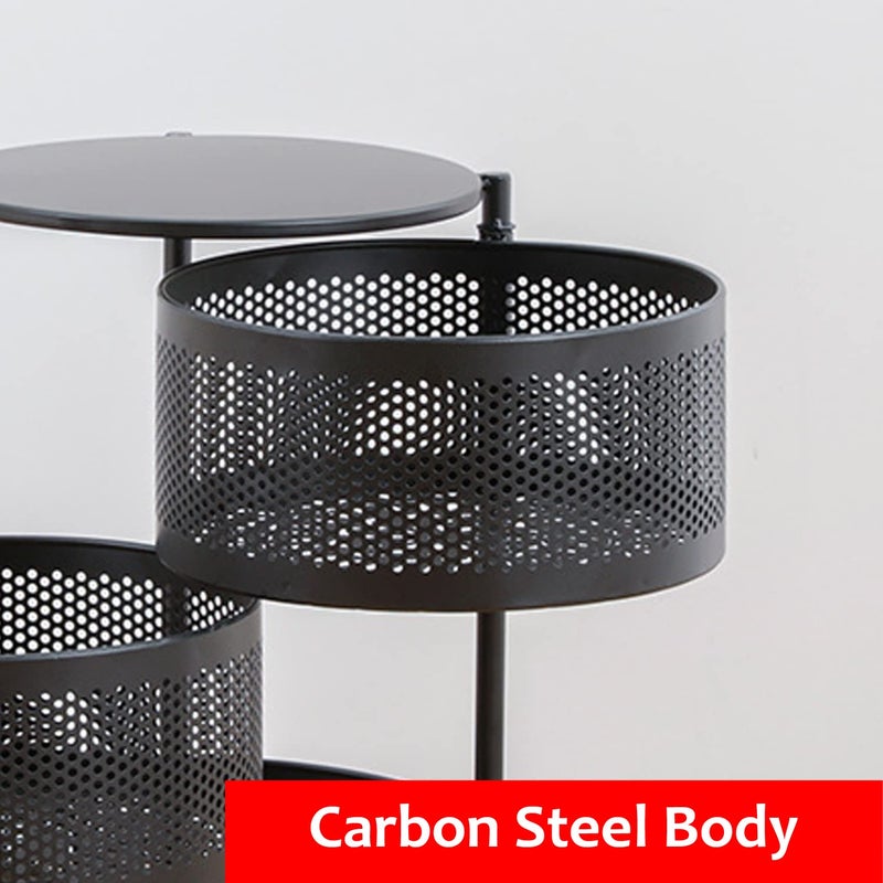 IBELL Kitchen Storage Rack with Wheels 5 Layer Carbon Steel Portable Organizer Trolley for Dishes Fruits and Vegetables TR590Black - Image 3