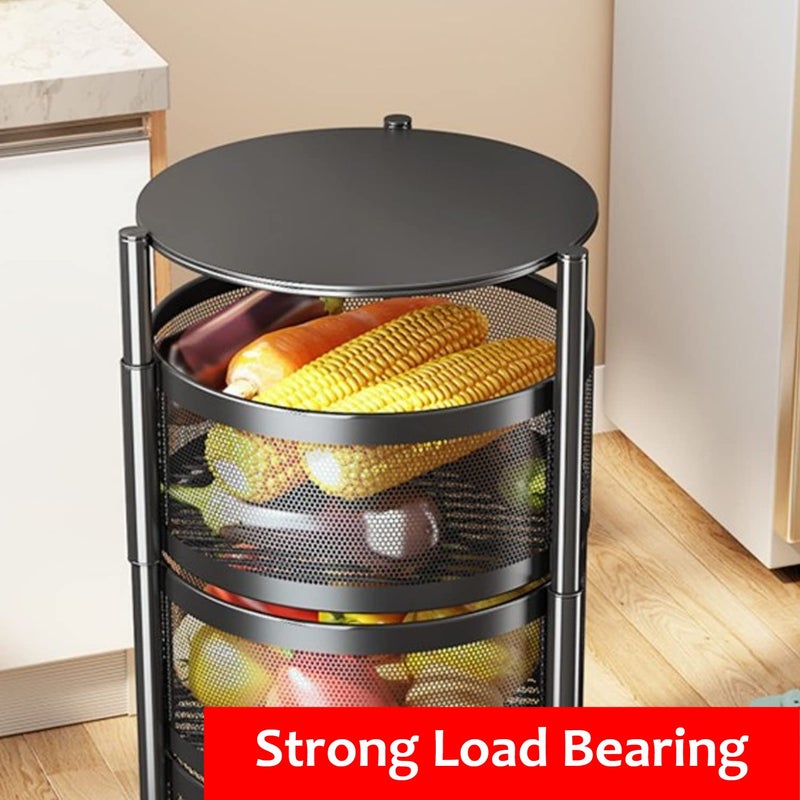 IBELL Kitchen Storage Rack with Wheels 5 Layer Carbon Steel Portable Organizer Trolley for Dishes Fruits and Vegetables TR590Black - Image 2