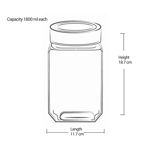 Treo by Milton Cube Storage Containers, 1800 ml, Glass Jar with Air Tight Steel Lid, 1 Piece, Transparent Jars for snacks, Pulses, Masala, Pickles, Cereals, Cookies, Dry Food - Image 5