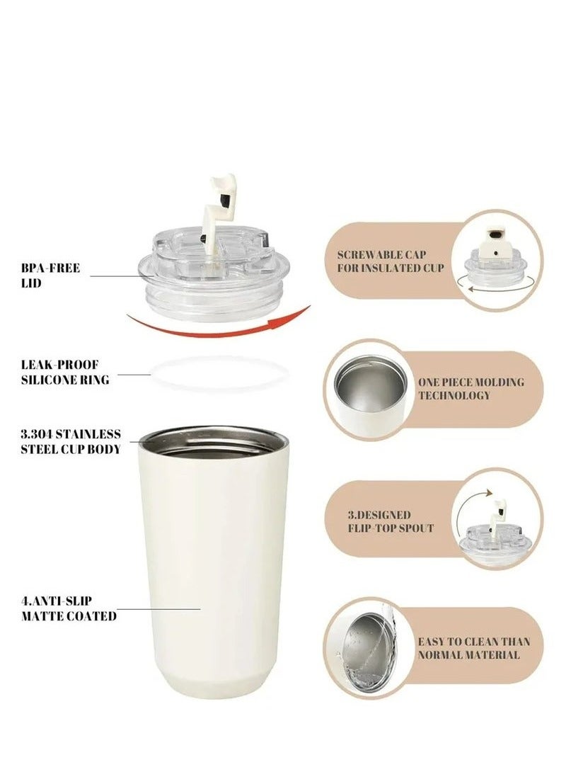 smeg Travel Coffee Mug, 320ml Insulated Beverage Cup With Leakproof Lid, Long Lasting Coffee Tumbler With Lid And Straw, Travel Coffee Thermos - Image 4