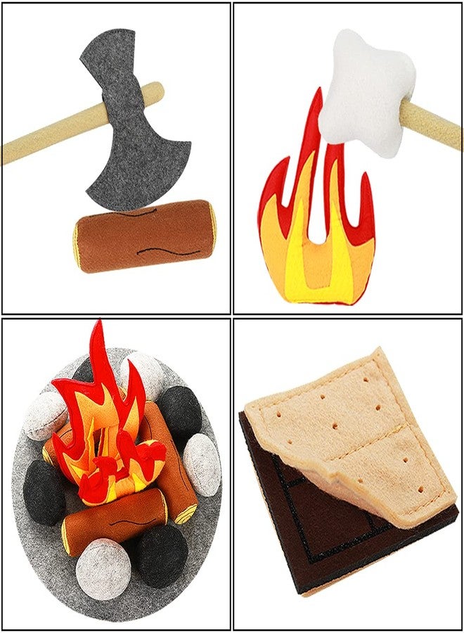 Yowlieu 23 PCS Pretend Campfire Toys, Kids Plush Felt Play Campfire Playset Safe Fake Fire Wood Stones Toys Pretend Camping Play Set for Kids Toddlers Age 3-5 - Image 4