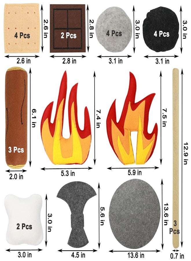 Yowlieu 23 PCS Pretend Campfire Toys, Kids Plush Felt Play Campfire Playset Safe Fake Fire Wood Stones Toys Pretend Camping Play Set for Kids Toddlers Age 3-5 - Image 3