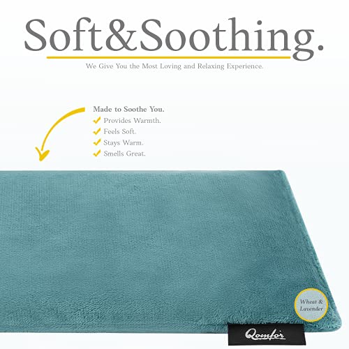 Qomfor Microwave Heating Pad - Large Microwavable Wheat Bag Heat Pack for Neck and Shoulders, Pain Relief, Back Pain, Arthritis, Period Cramps - Reusable Lavender Heating Pad (Green Blue) - Image 2