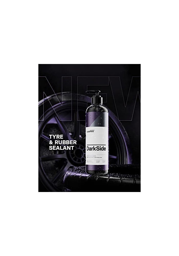 CARPRO DarkSide Tire Rubber Sealant Hydrophobic SelfCleaning Satin Black Shine UV Protection Revives Dull Faded Rubber Ready to Use 500mL 17oz - Image 3