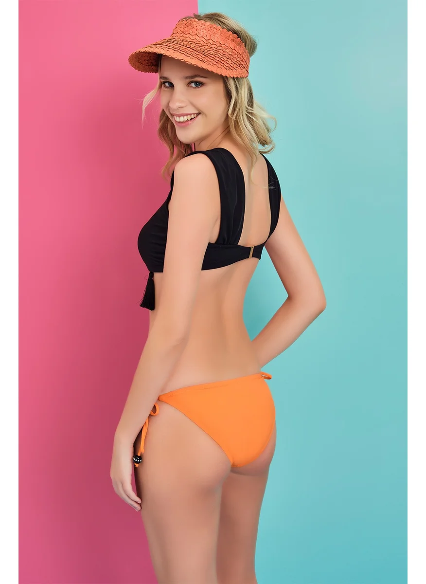 داجي Orange Thin Tied Bikini Bottoms