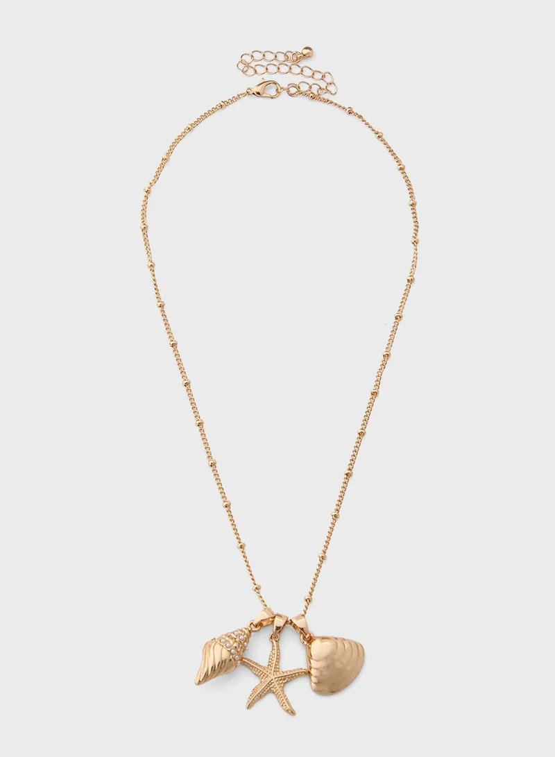 ELLA Shell Pendant Chain Necklace With Two Mix Pack Pendants