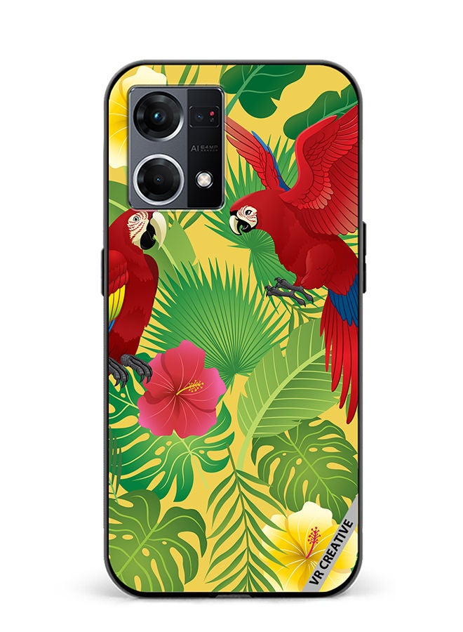 VR CREATIVE Protective Case Cover For Oppo Reno8 4G Parrot In Jungle Design Multicolour - Image 1