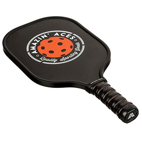 Amazin' Aces Classic Graphite Pickleball Paddle Set of 2 with 4 Official Balls - Lightweight Black Paddles Featuring Soft Nonslip Comfort Grip & Protective Portable Bag - Image 4