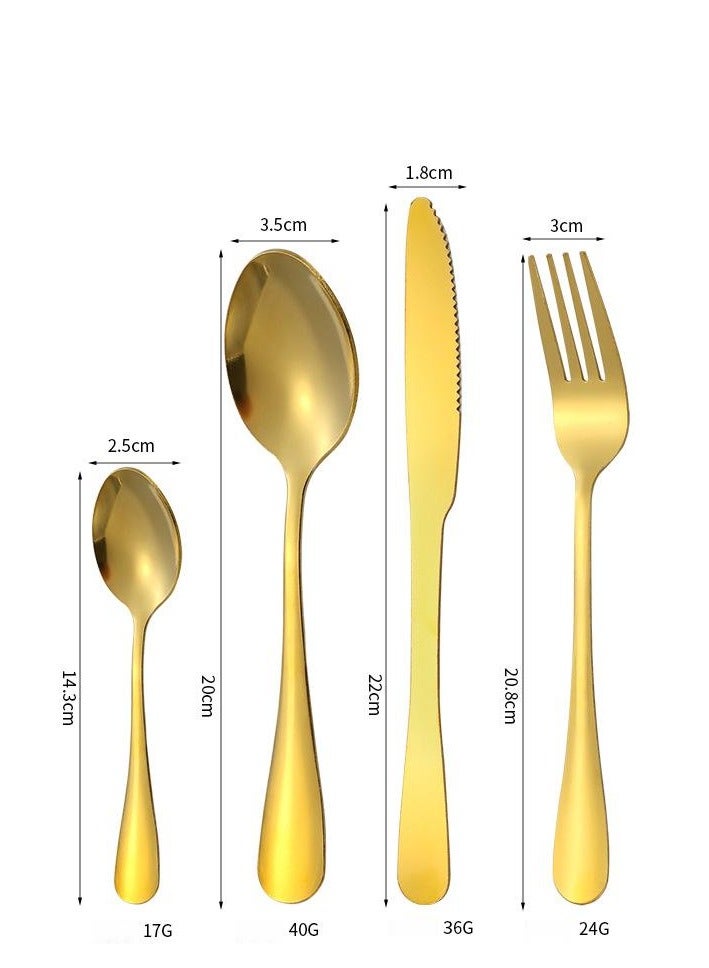 EFUMKE 24-Piece Stainless Steel Cutlery Set With No Texture On The Surface Kitchen Utensil Set Western Tableware Suitable For Home Kitchen Restaurant Hotel Party Dining Picnic Dining Exquisite Packaging For Gifts Gold - Image 2