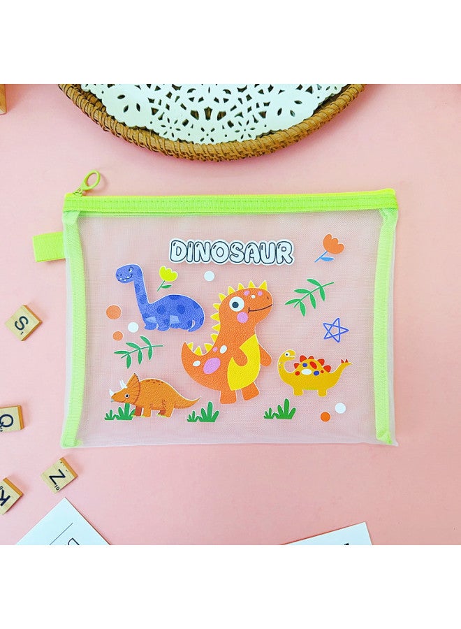 Pupil Mesh File Bag Cartoon Single Layer Zipper Stationery Storage Bag Cute A4 Nylon Mesh Test Bag