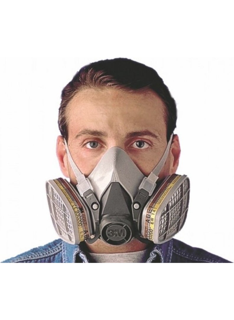 3M - 6200 Gas Mask Standard Size +6059 Abek1 Filter Included Set - Image 1