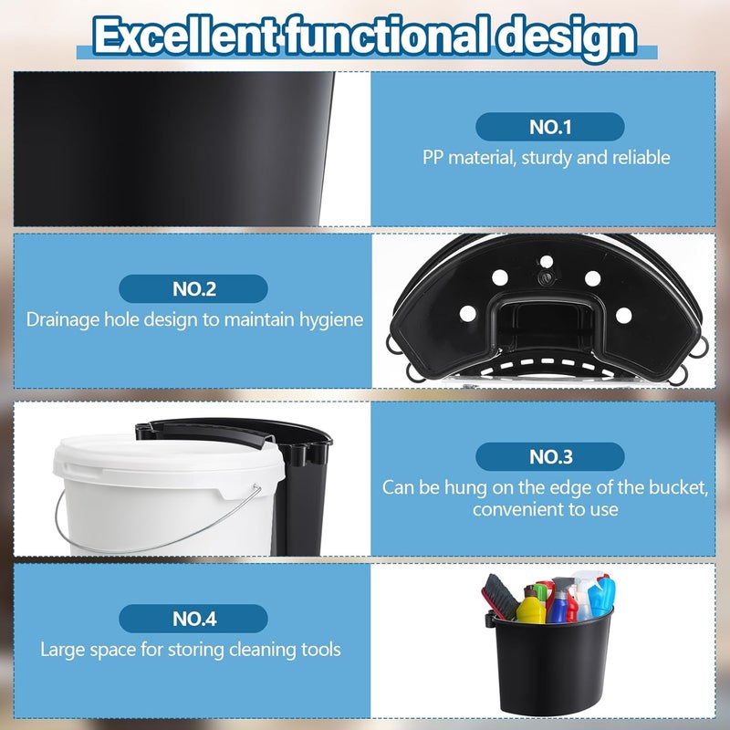Datanly 4 Pcs Car Detailing Bucket Organizer - Portable Car Washing Bucket (Black) - Image 3