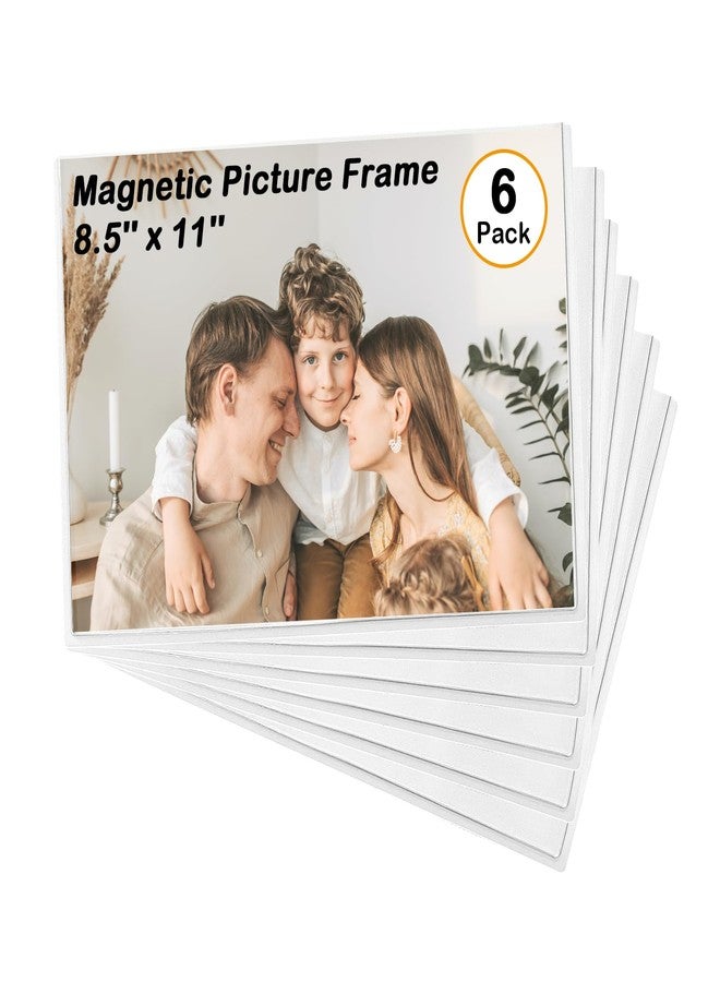 Mingting Magnetic Picture Frame, Holds 8.5X11 Inches Pictures, Reusable White Magnet Fridge Photo Sleeves for Refrigerator, Locker,Office Cabinet (6Pcs-8.5"x11"-White) - Image 1