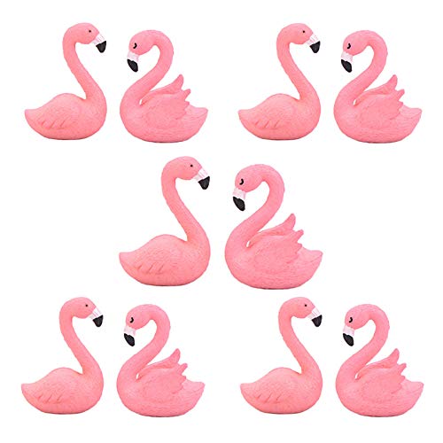 MAOMIA 10 Pcs Miniature Flamingo Figurine Easter Cupcake Toppers Mini Flamingo Cake Decorations for Flamingo Party Bridal Wedding Fairy Garden Decor - Image 1