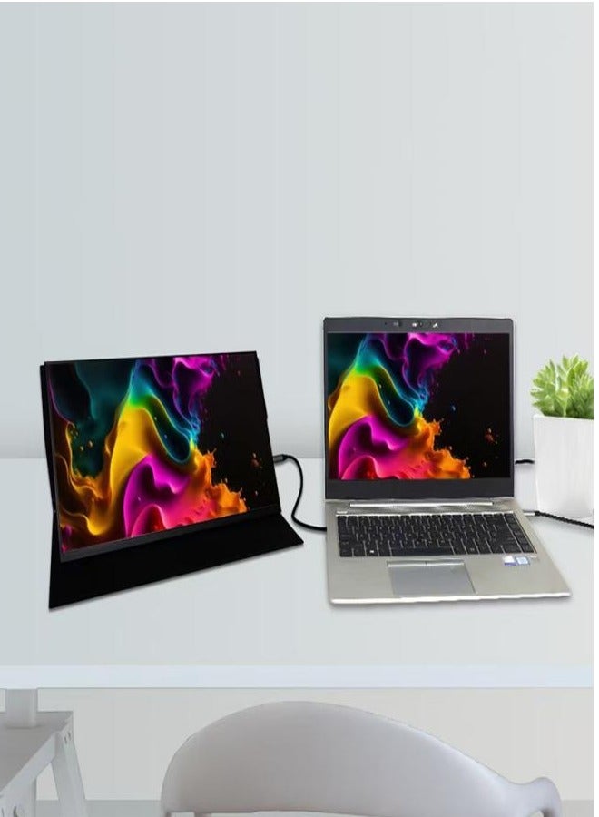 15.6'' Portable Monitor, 1080P FHD PlugPlay Travel Laptop Monitor w/Smart Cover, USB-C HDR Portable Second Computer Display, Portable Game External Screen for PC Phone Mac Xbox PS4/5 Switch  - Image 3
