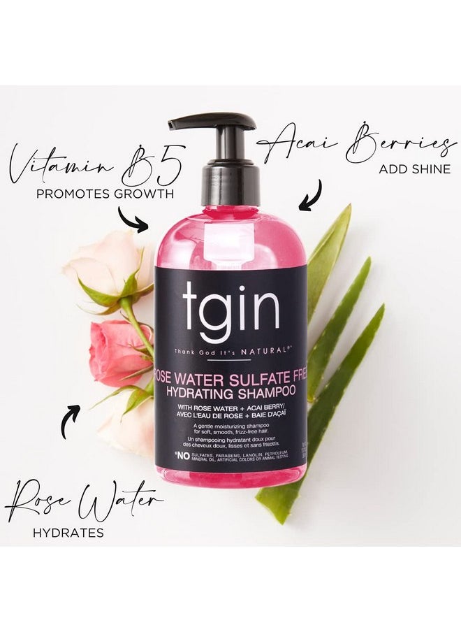 Thank God It's Natural - Thank God It's Natural tgin Rose Water Sulfate-Free Hydrating Shampoo for Curly, Coily and Wavy Hair, with Rose Water and Acai Berry, Moisturizes Low Porosity Hair, 13 oz - Image 1