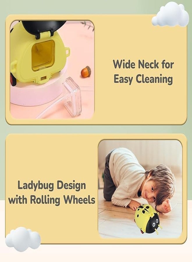 DEEDECORWAVE Ladybug Beetle Premium Water Sipper for Baby - 700ml BPA-Free, Spill-Proof PP Material with Soft Silicone Straw | Leakproof Sippy Cup for Kids 12+ Months(Yellow) - Image 2