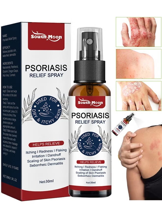 SOUTH MOON Psoriasis Relief Spray 30ML, All Natural Eczema Treatment, Psoriasis Treatment, Fast Relieve Itching And Redness, Skin Care Pain Itch Therapy Spray, Fast Relief Spray For Face And Body - Image 1