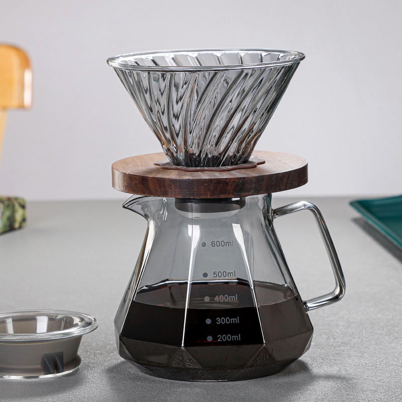 Hand Coffee Pot Sharing Pot Drip Filter Cup Cloud Hand Coffee Pot Set Diamond Pattern Brewing Pot - Image 2