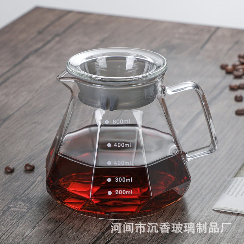 Hand Coffee Pot Sharing Pot Drip Filter Cup Cloud Hand Coffee Pot Set Diamond Pattern Brewing Pot - Image 1