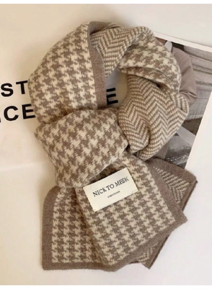 شي إن وشاح نسائي مربع محبوك بنقشة مربعات ملونة من قطعة واحدة - Image 1