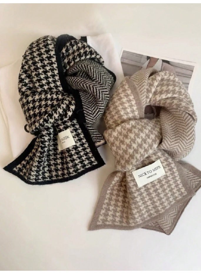 شي إن وشاح نسائي مربع محبوك بنقشة مربعات ملونة من قطعة واحدة - Image 2