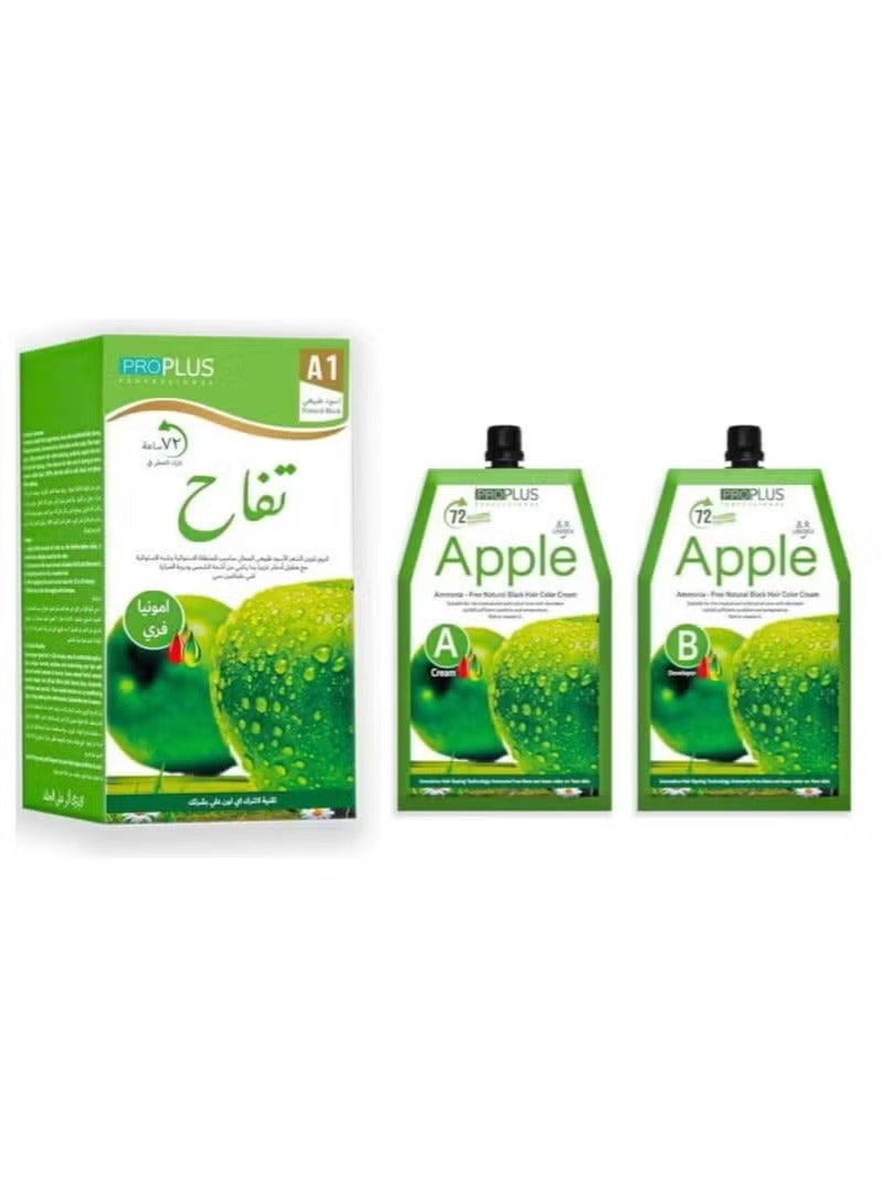 Pro Plus Apple A1 Hair Dye Cream Natural Black Ammonia Free 500 ml in 2