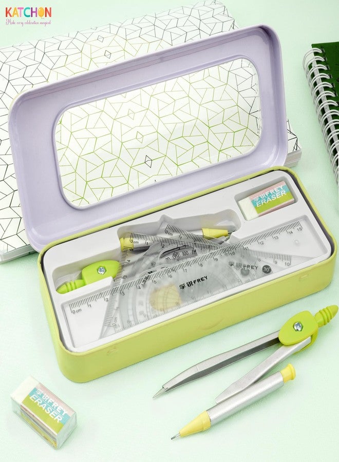 KatchOn, Geometry Set for Students - 8 Pieces | Metal Compass, Protractor, Eraser, Triangle Ruler, Lead Refills and Metal Box | Protractor and Compass Set | Back to School Supplies | Class Supplies - Image 4