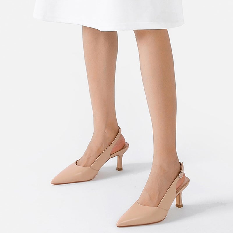 Mostrin Nude Kitten Slingback Heels for Women Pointed Closed Toe Heels Women's Pumps Wedding Party Dress Pumps Shoes Size 9.5 - Image 2