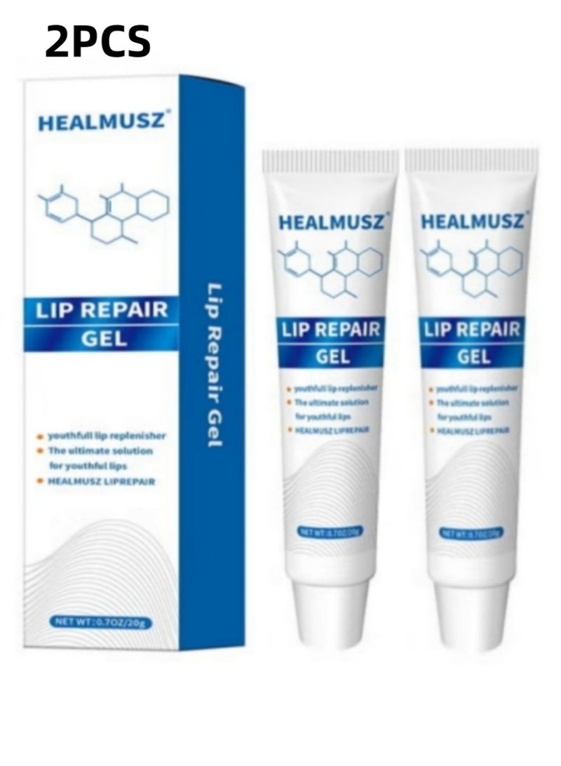 هيلموسز جل ترميم الشفاه 2PCS – بلسم تبريد فوري للشفاه المتشققة والجافة مع راحة سريعة، يساعد على إزالة الجلد الميت، تقليل خطوط الشفاه ودعم تهدئة التهاب الشفاه - Image 1
