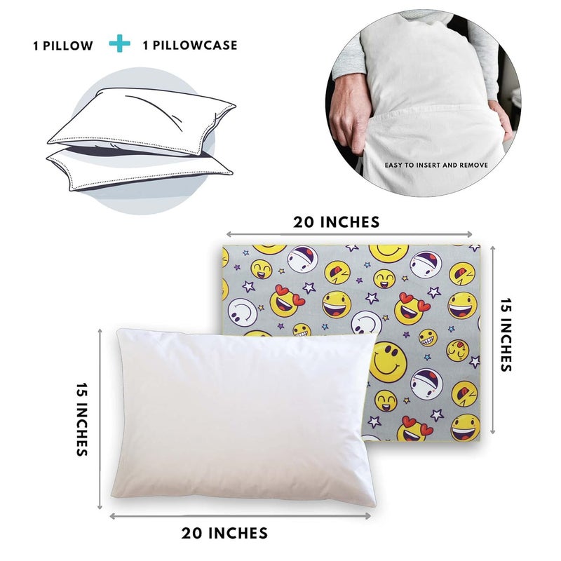 KRADYL KROFT Toddler Pillow with 100% Cotton Removable Cover - 20 X 15 Inches | Children Pillows | Baby Pillows - Smiley - Image 4