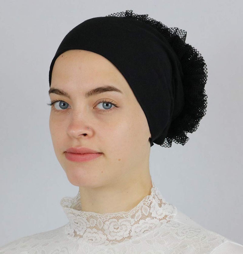 Modefa Islamic Women's Volumizing Non-Slip Cotton Hijab Bonnet Cap Underscarf (Black) - Image 2